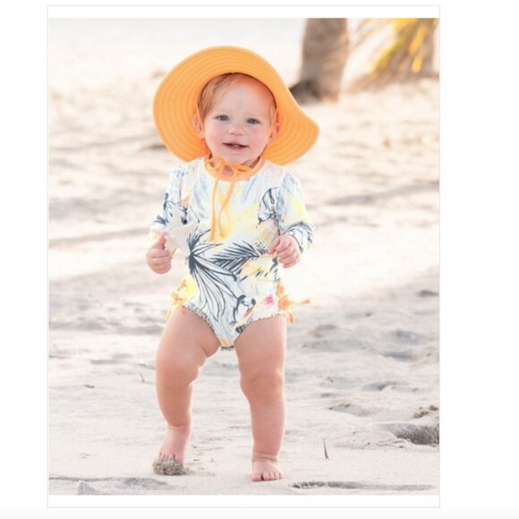 Ruffle Butts One Piece Rash Guard Bird in Paradise Girls 6-12 Months - Picture 1 of 10